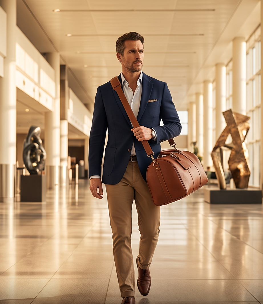 Q-TRAVEL Crazy Horse Leather Duffel Bag – Water-Resistant, Patina-Developing & Large Capacity