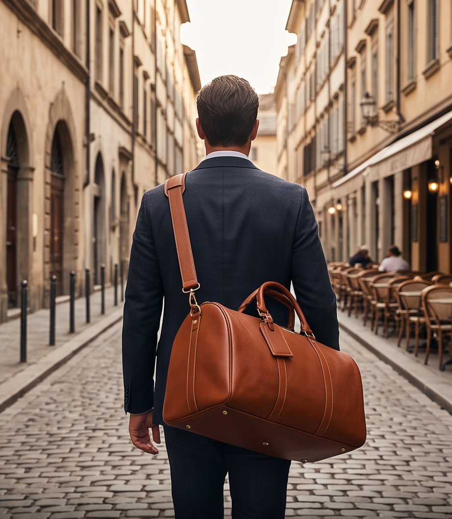 Q-TRAVEL Crazy Horse Leather Duffel Bag – Water-Resistant, Patina-Developing & Large Capacity