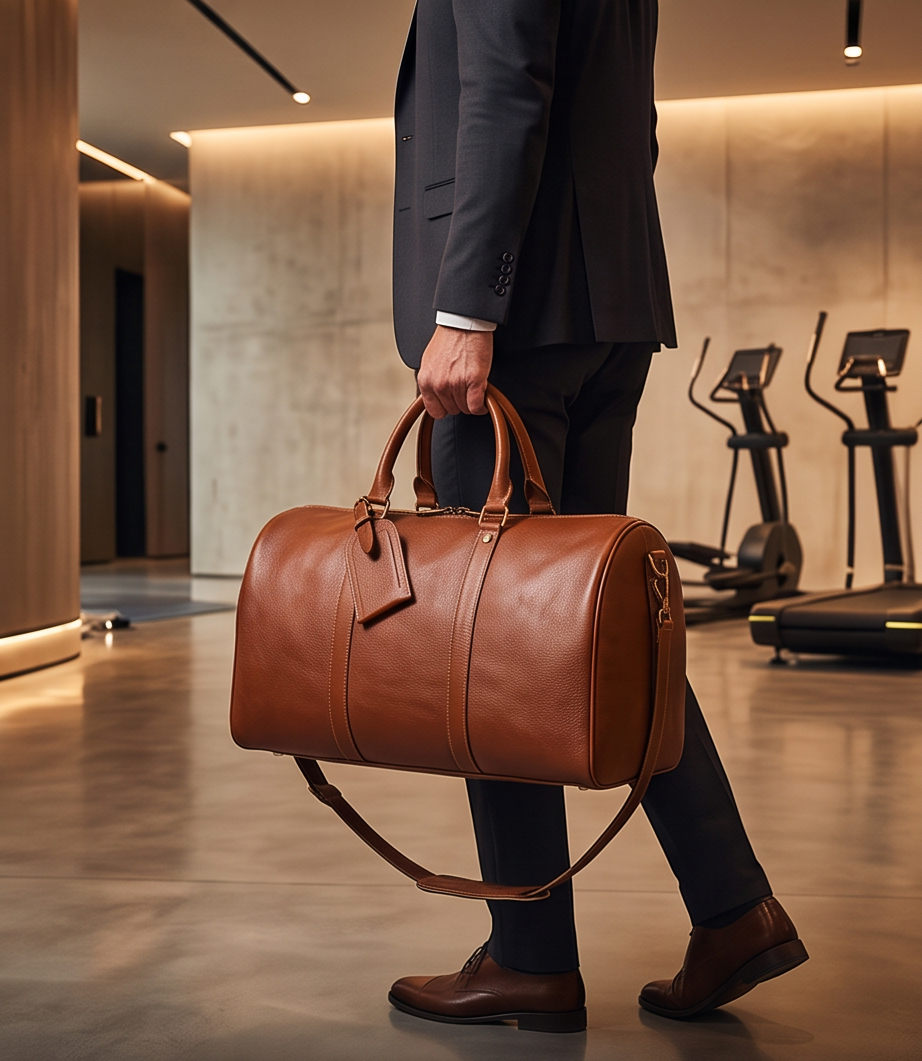 Q-TRAVEL Crazy Horse Leather Duffel Bag – Water-Resistant, Patina-Developing & Large Capacity