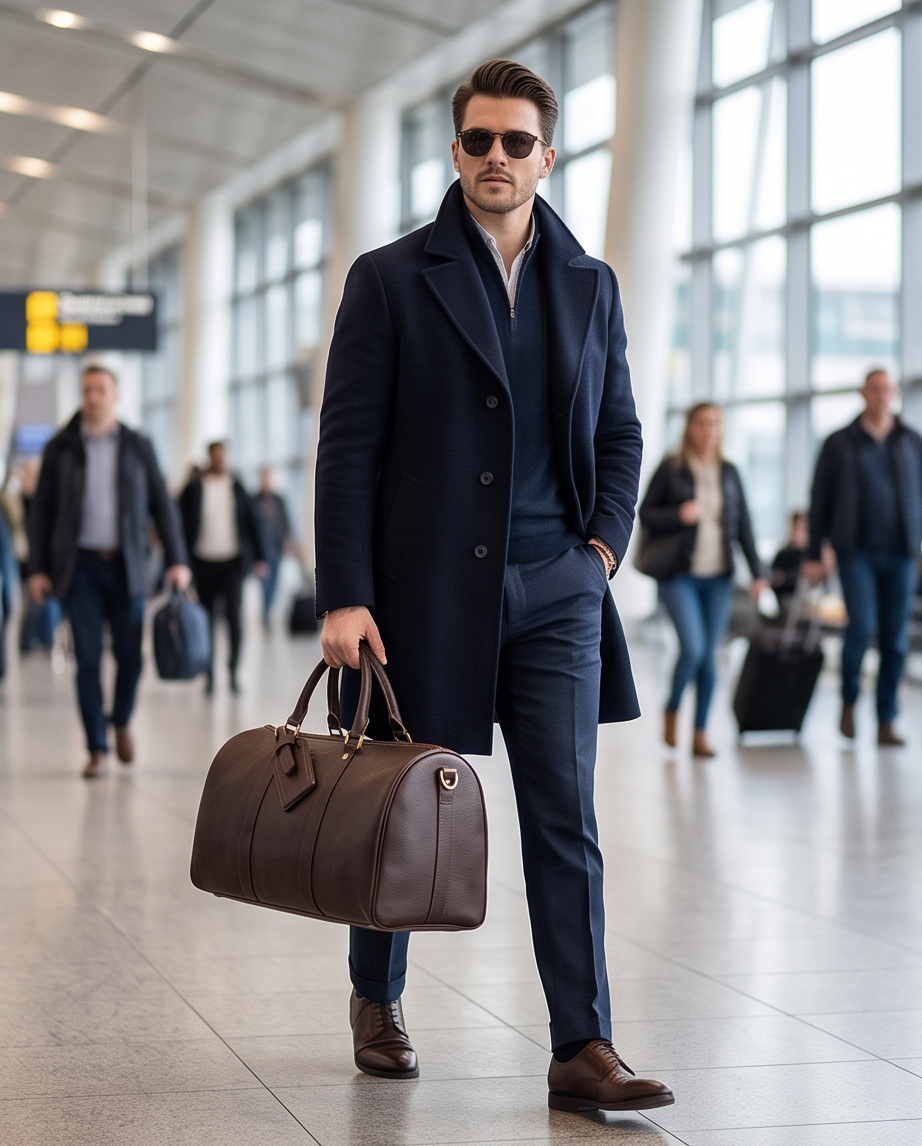 Q-TRAVEL Crazy Horse Leather Duffel Bag – Water-Resistant, Patina-Developing & Large Capacity