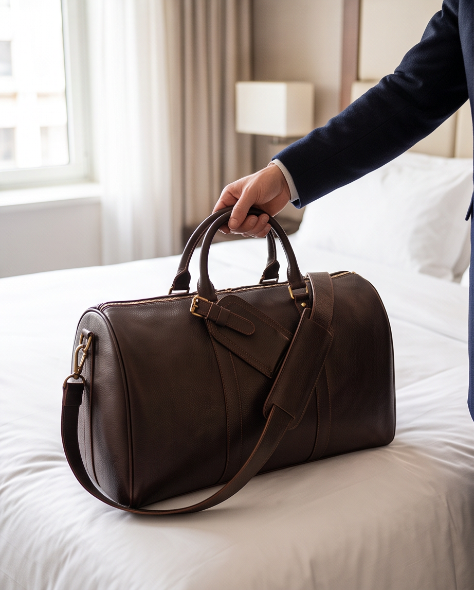 Q-TRAVEL Crazy Horse Leather Duffel Bag – Water-Resistant, Patina-Developing & Large Capacity