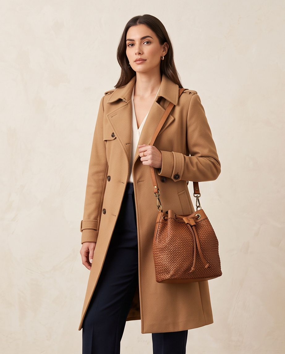 Q-MOON Vintage Braided Calfskin Bag – Italian Leather, Brass Hardware & Adjustable Strap