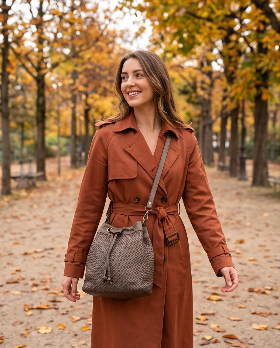 Q-MOON Vintage Braided Calfskin Bag – Italian Leather, Brass Hardware & Adjustable Strap