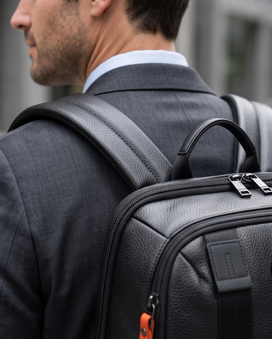 Q-NOTORIOUS Genuine Leather Backpack – Anti-Theft, USB Charging, TSA Lay-Flat & Slim Fit