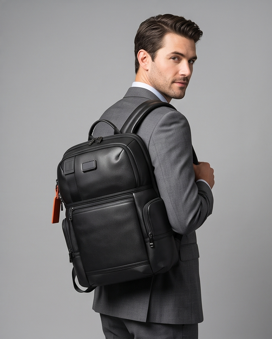 Q-NOTORIOUS Genuine Leather Backpack – Anti-Theft, USB Charging, TSA Lay-Flat & Slim Fit
