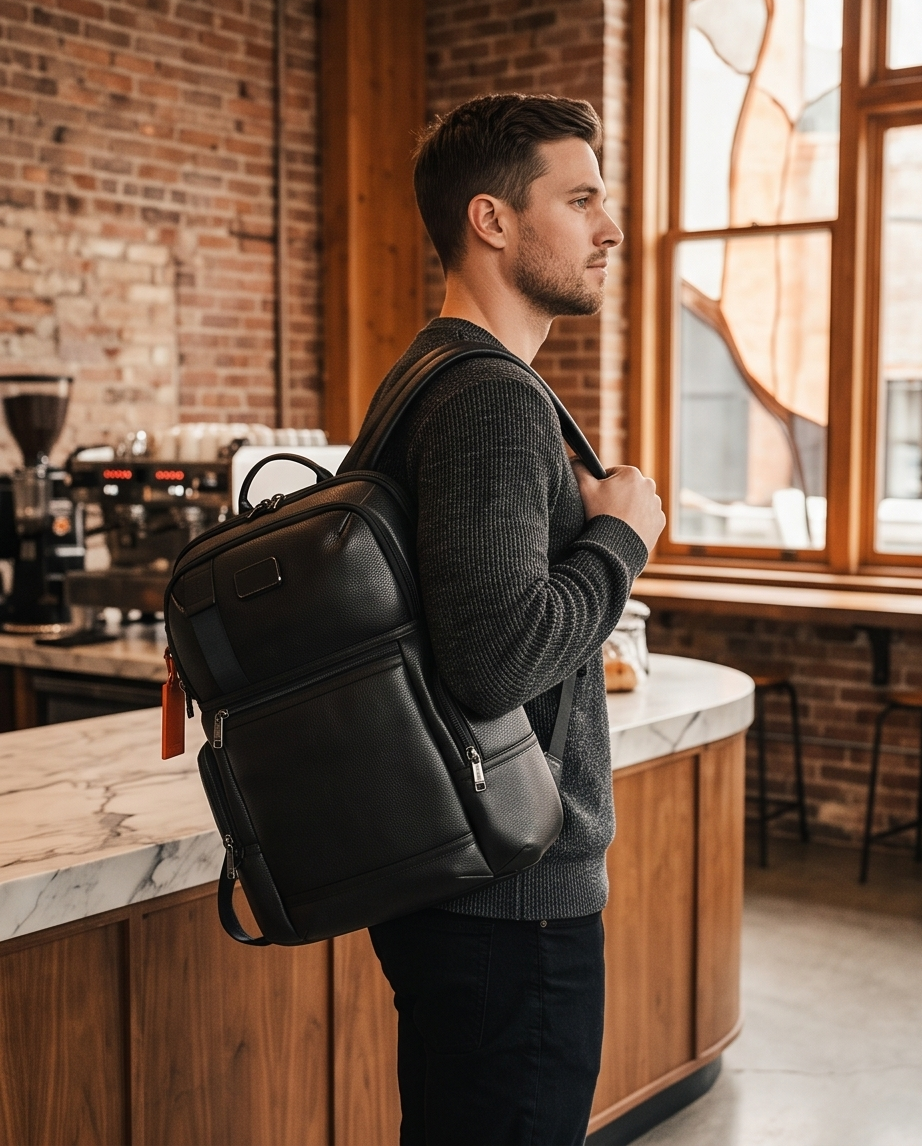 Q-NOTORIOUS Genuine Leather Backpack – Anti-Theft, USB Charging, TSA Lay-Flat & Slim Fit