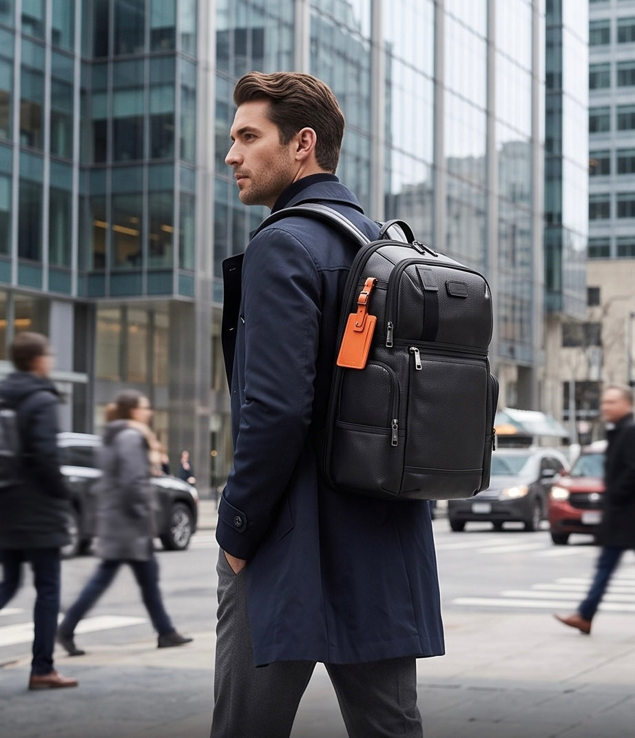 Q-NOTORIOUS Genuine Leather Backpack – Anti-Theft, USB Charging, TSA Lay-Flat & Slim Fit