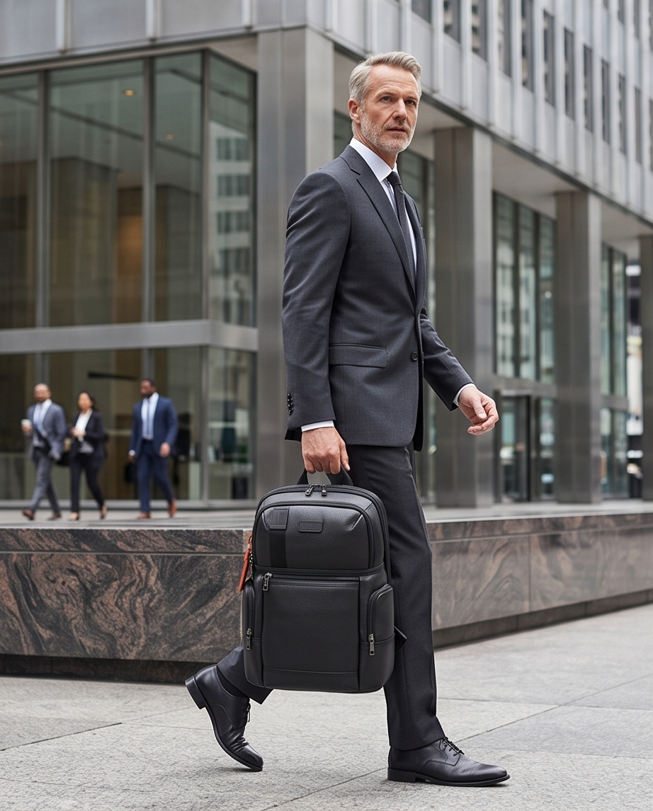 Q-NOTORIOUS Genuine Leather Backpack – Anti-Theft, USB Charging, TSA Lay-Flat & Slim Fit