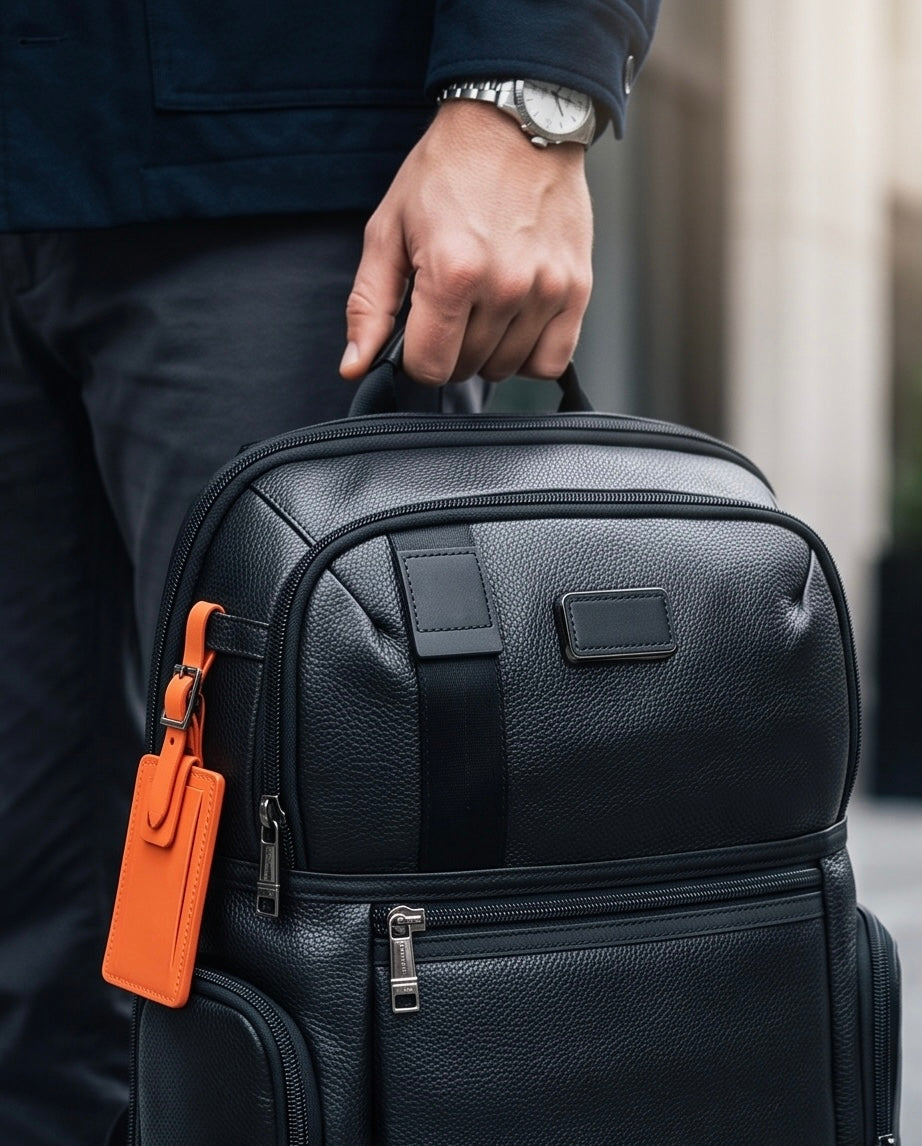 Q-NOTORIOUS Genuine Leather Backpack – Anti-Theft, USB Charging, TSA Lay-Flat & Slim Fit