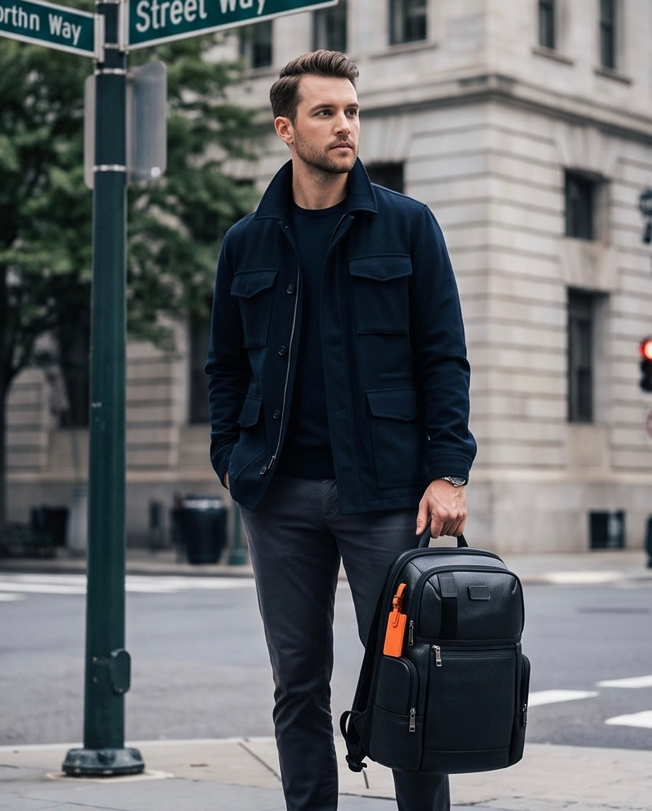 Q-NOTORIOUS Genuine Leather Backpack – Anti-Theft, USB Charging, TSA Lay-Flat & Slim Fit