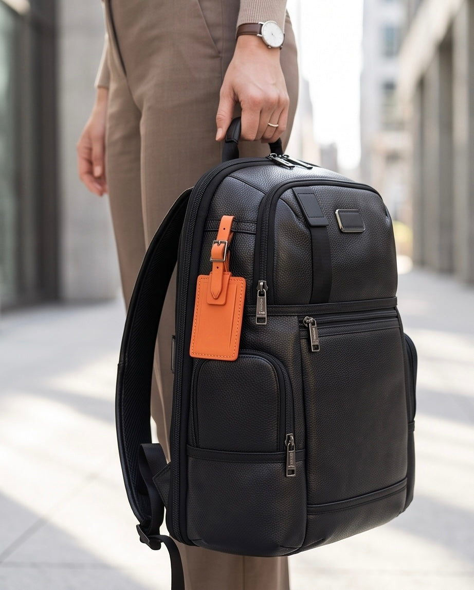 Q-NOTORIOUS Genuine Leather Backpack – Anti-Theft, USB Charging, TSA Lay-Flat & Slim Fit