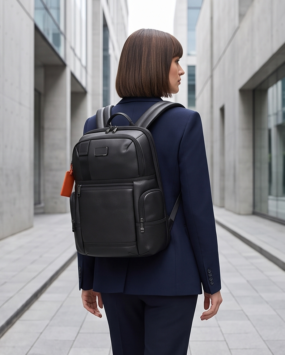 Q-NOTORIOUS Genuine Leather Backpack – Anti-Theft, USB Charging, TSA Lay-Flat & Slim Fit