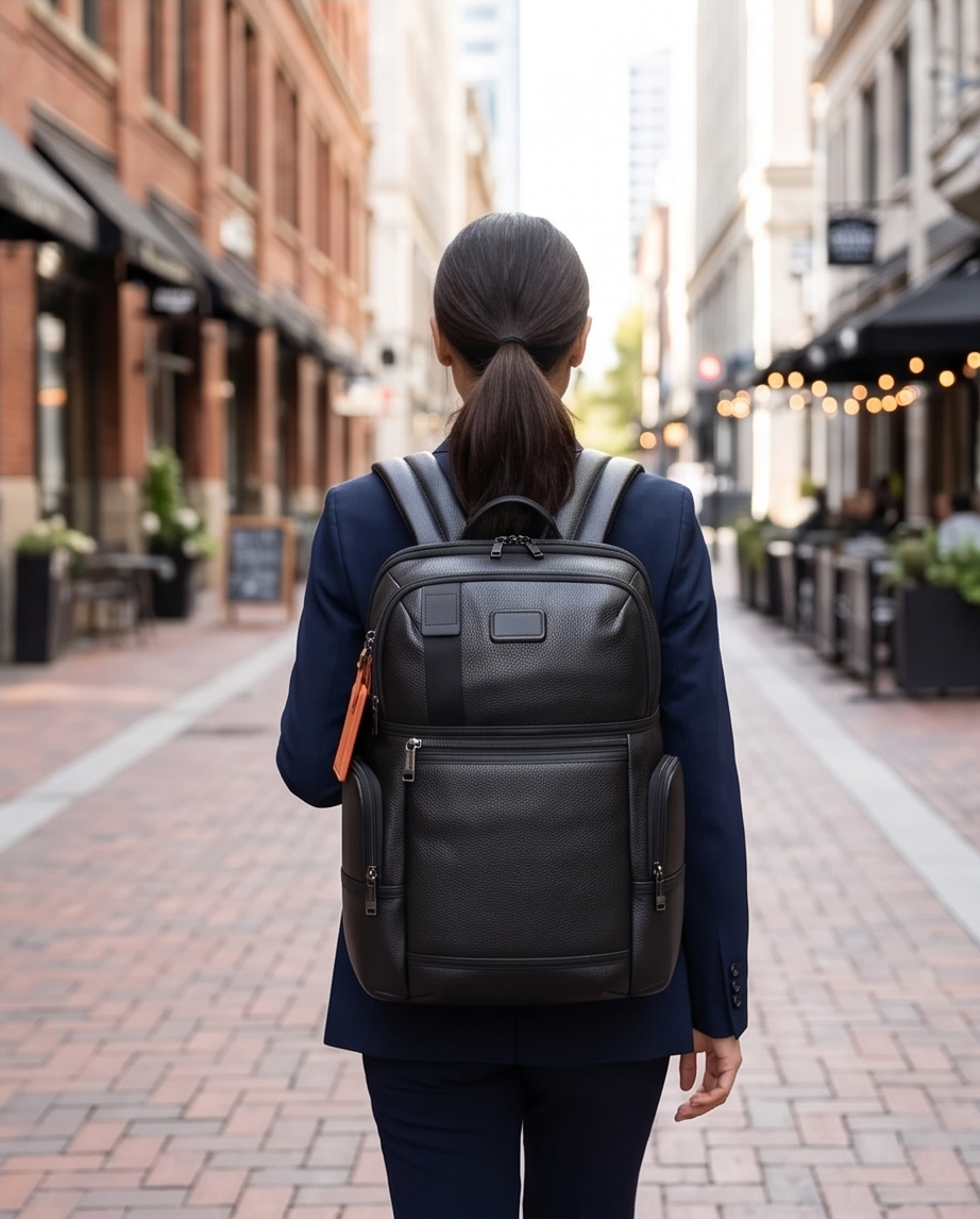 Q-NOTORIOUS Genuine Leather Backpack – Anti-Theft, USB Charging, TSA Lay-Flat & Slim Fit