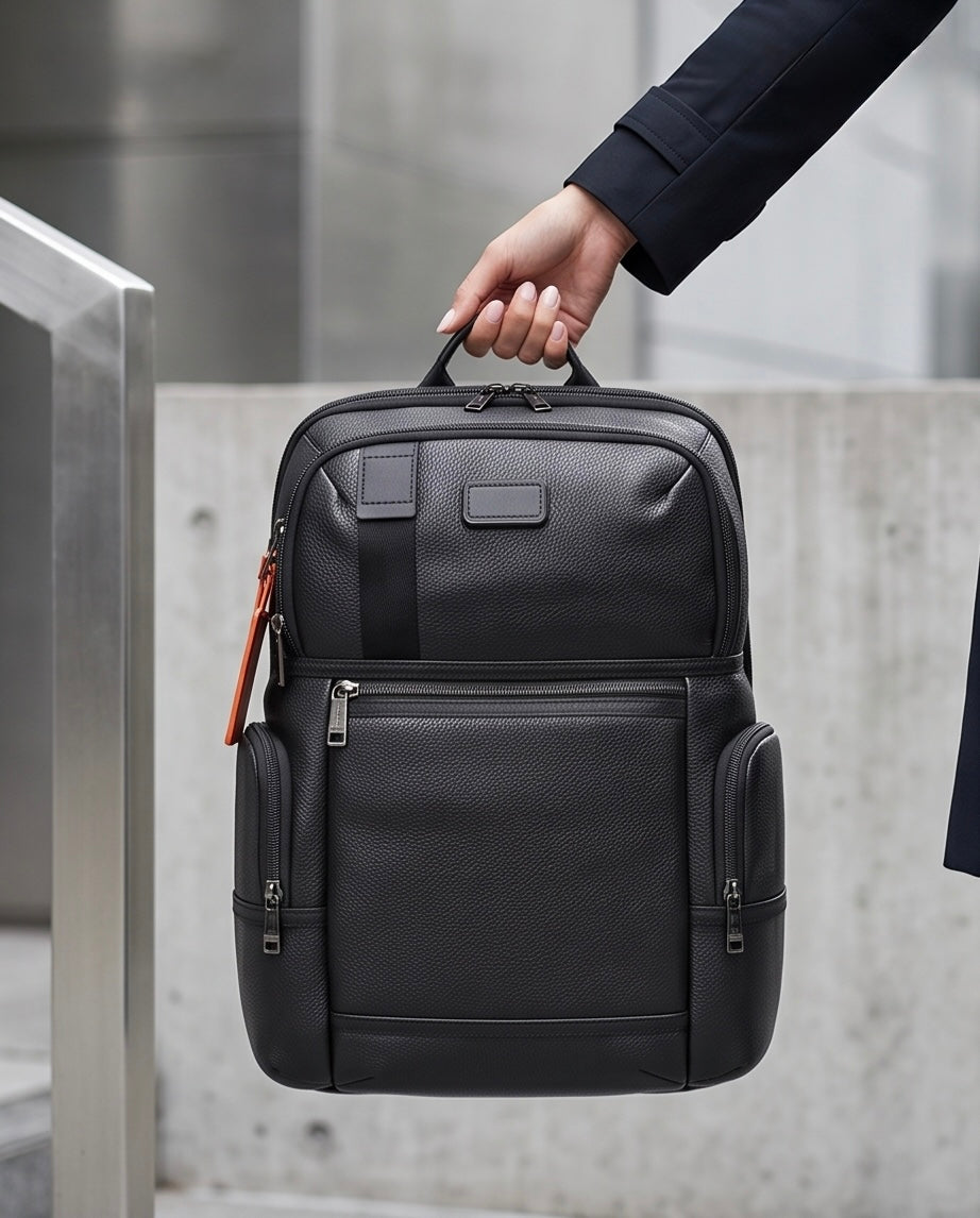 Q-NOTORIOUS Genuine Leather Backpack – Anti-Theft, USB Charging, TSA Lay-Flat & Slim Fit