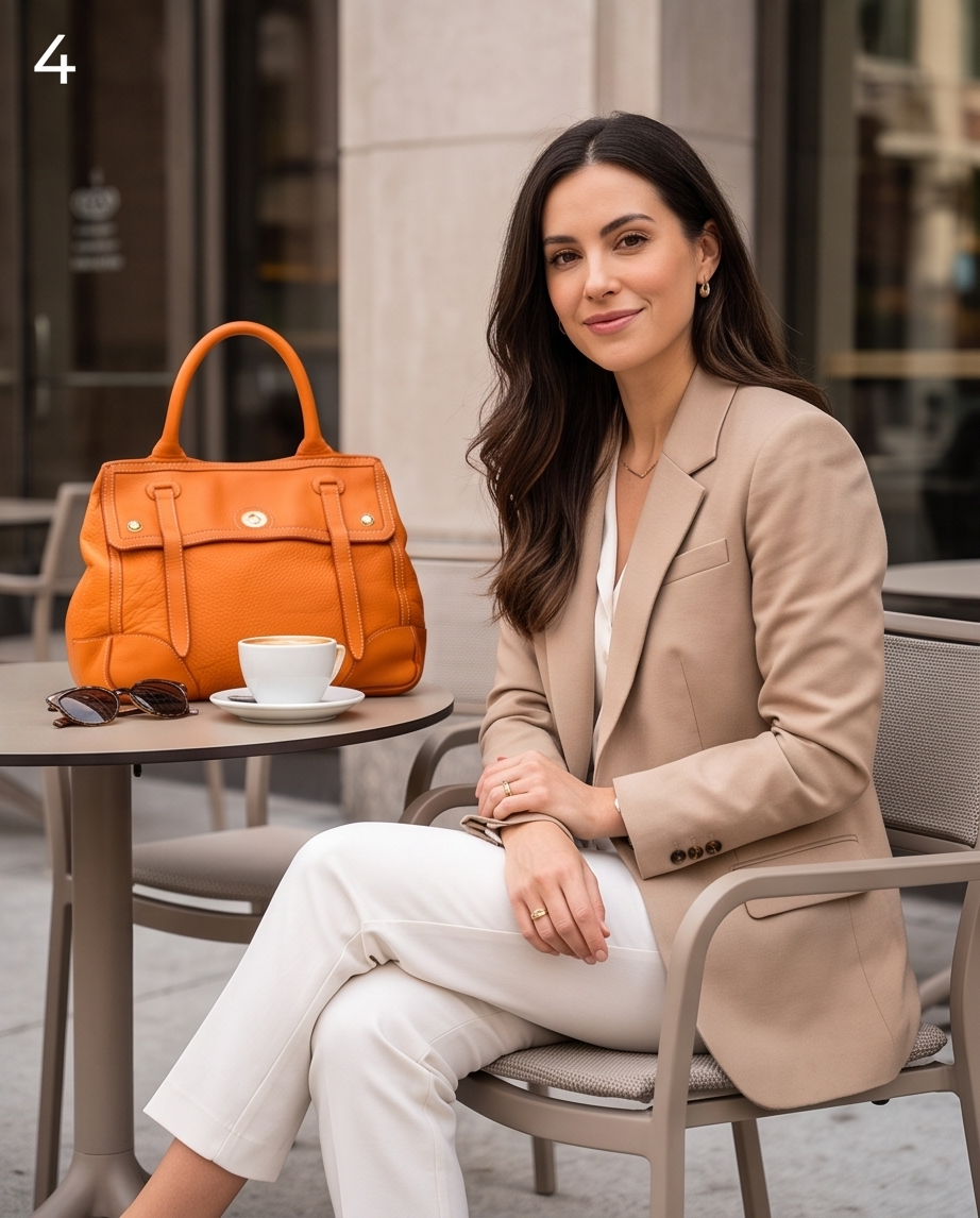 Q-TENORO Vintage Smooth Calfskin Bag – Italian Leather, Zip & Magnetic Flap Closure