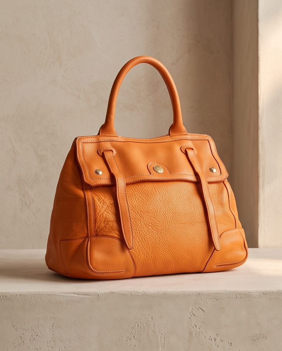 Q-TENORO Vintage Smooth Calfskin Bag – Italian Leather, Zip & Magnetic Flap Closure