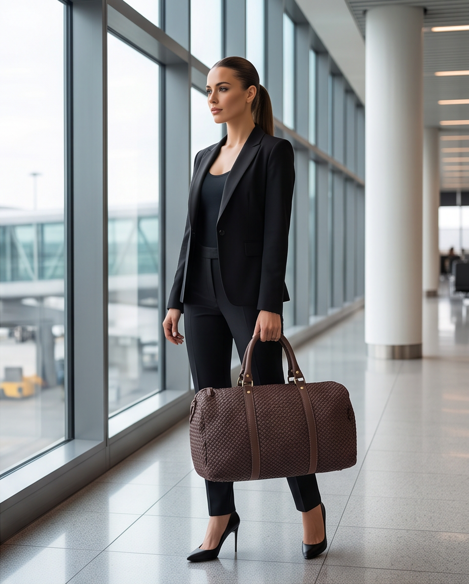 Q-SERENA Soft Woven Calfskin Holdall – Medium Weave, Full-Grain Italian Leather