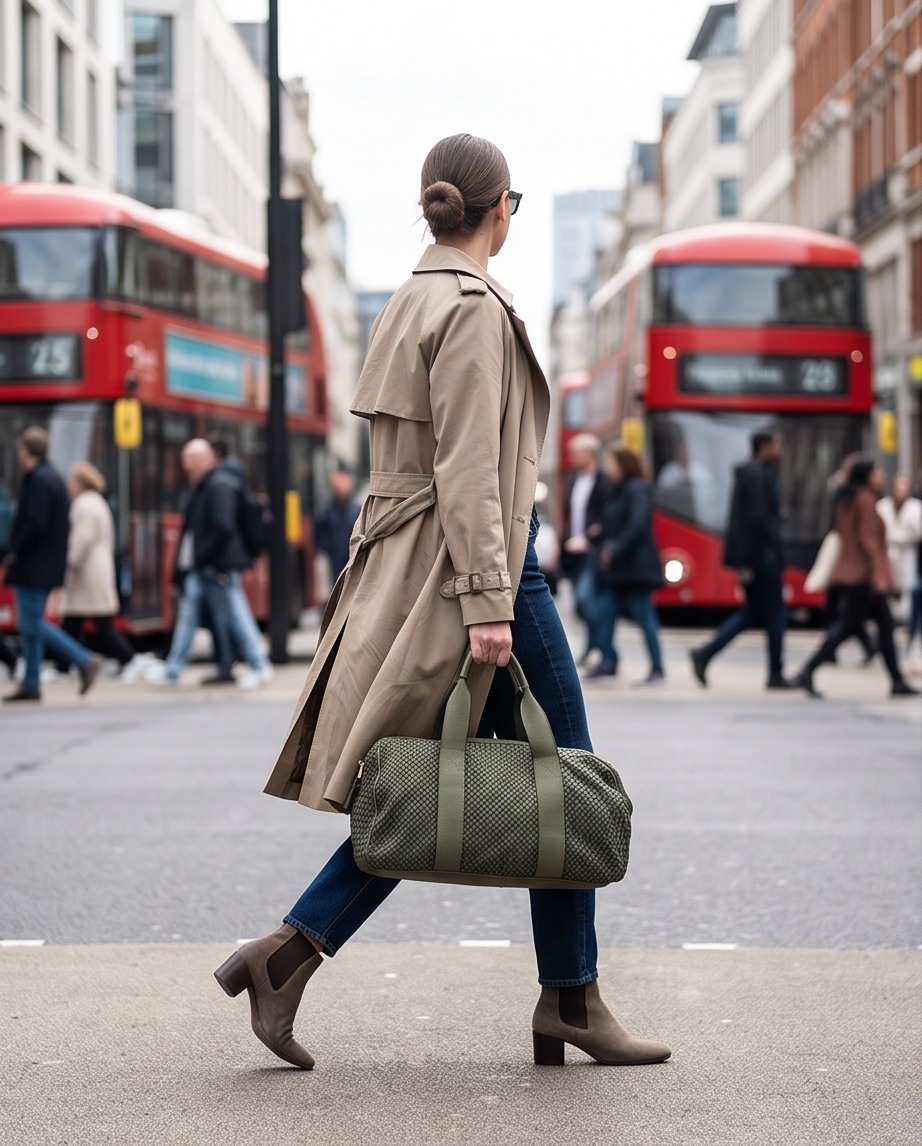 Q-ISLA Woven Leather Duffel Bag – Full-Grain Italian Calfskin, Garment-Dyed & Brass Hardware