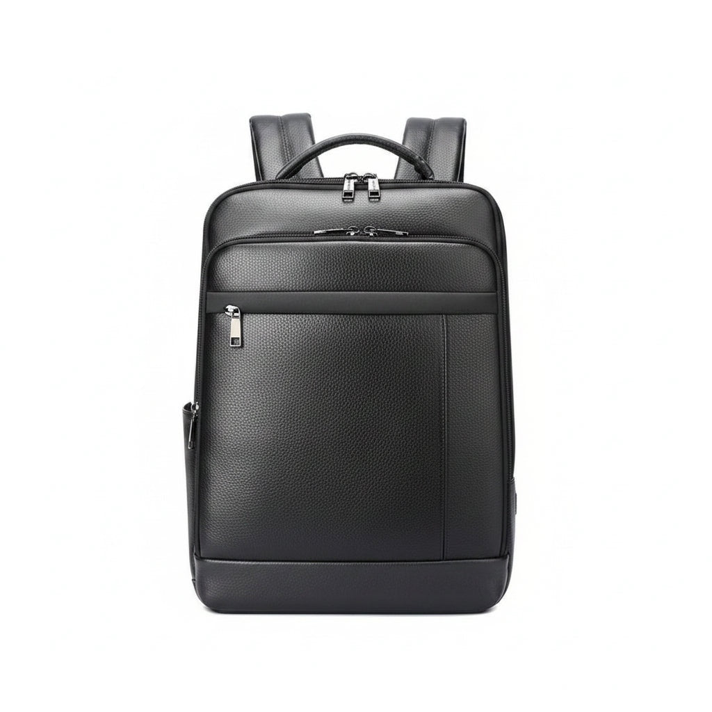Q-TORPEDO Genuine Leather Backpack – Anti-Theft, USB Charging, TSA Lay-Flat & Slim Profile