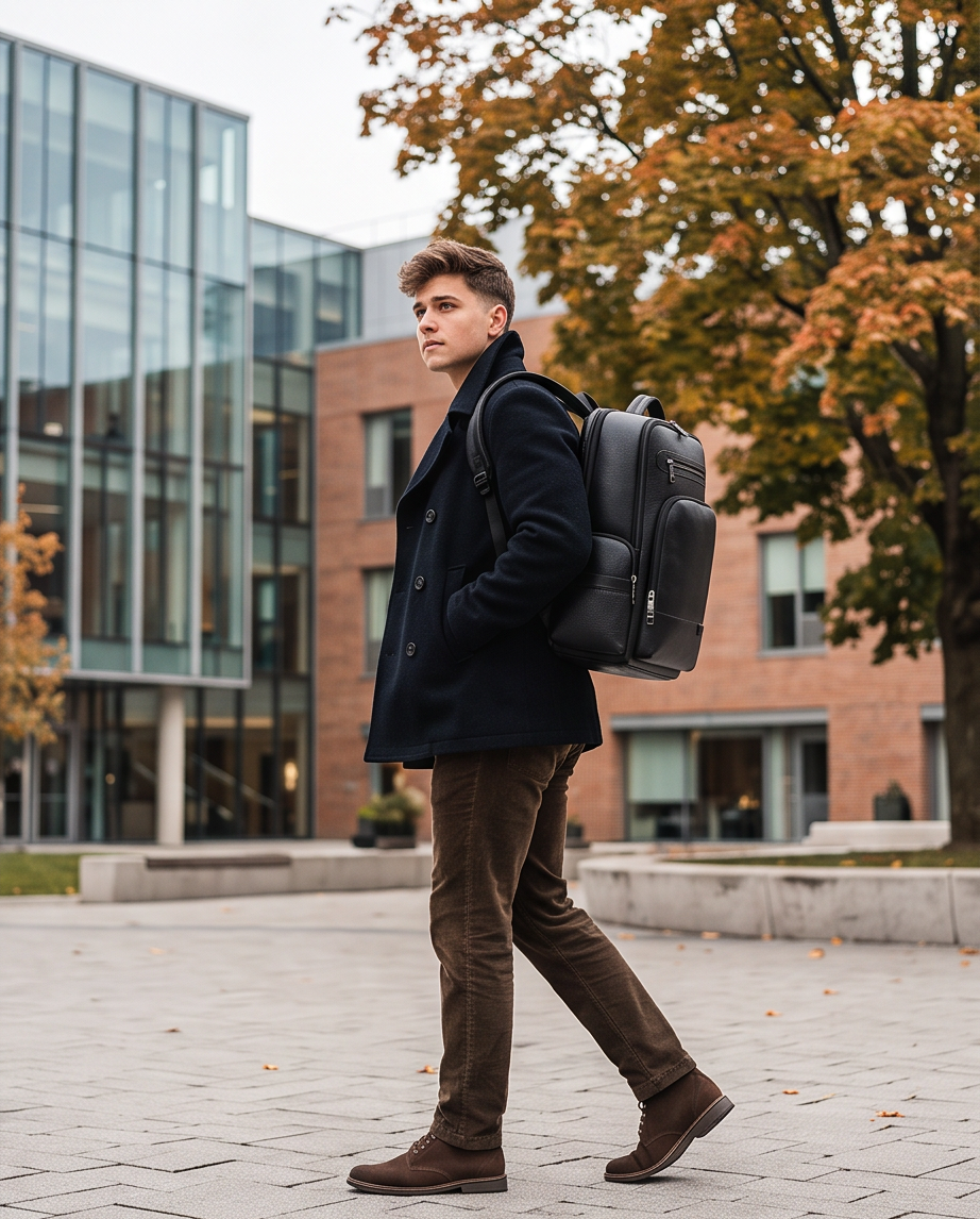 Q-THUNDER Genuine Leather Backpack – Large Capacity, USB Charging, TSA Lay-Flat & Ergonomic Straps