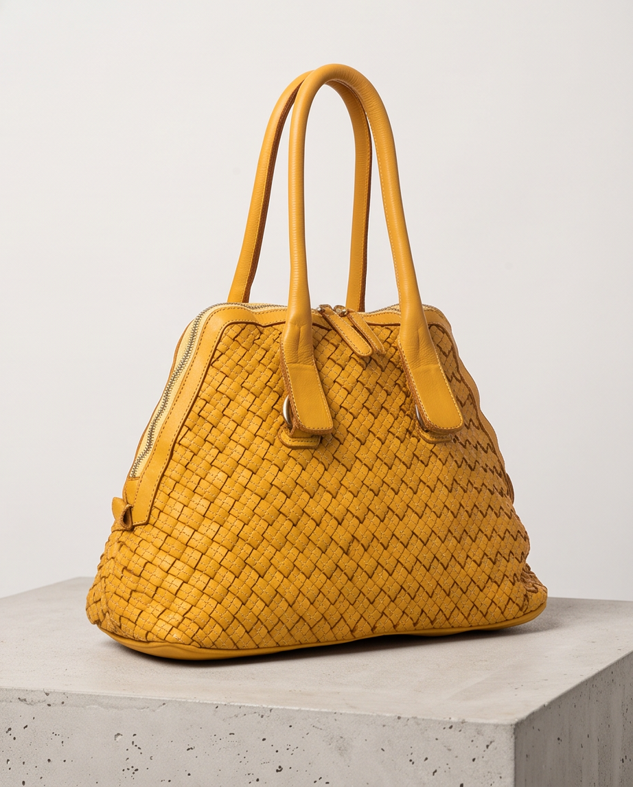 Q-VITA Braided Calfskin Handbag – Hand-Braided Italian Leather, Crossbody & Top Handle