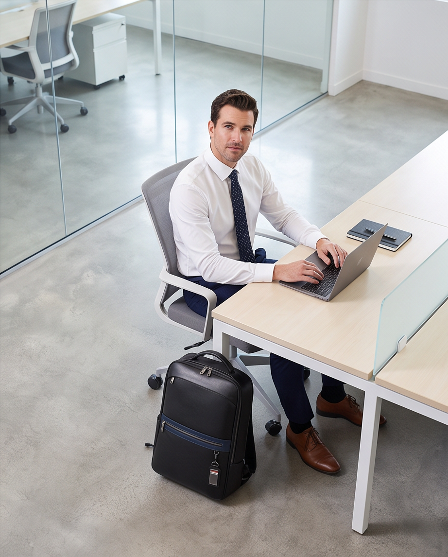 Q-FURIOUS Genuine Leather Backpack – Anti-Theft, USB Charging, TSA Lay-Flat & Credit Card Slots