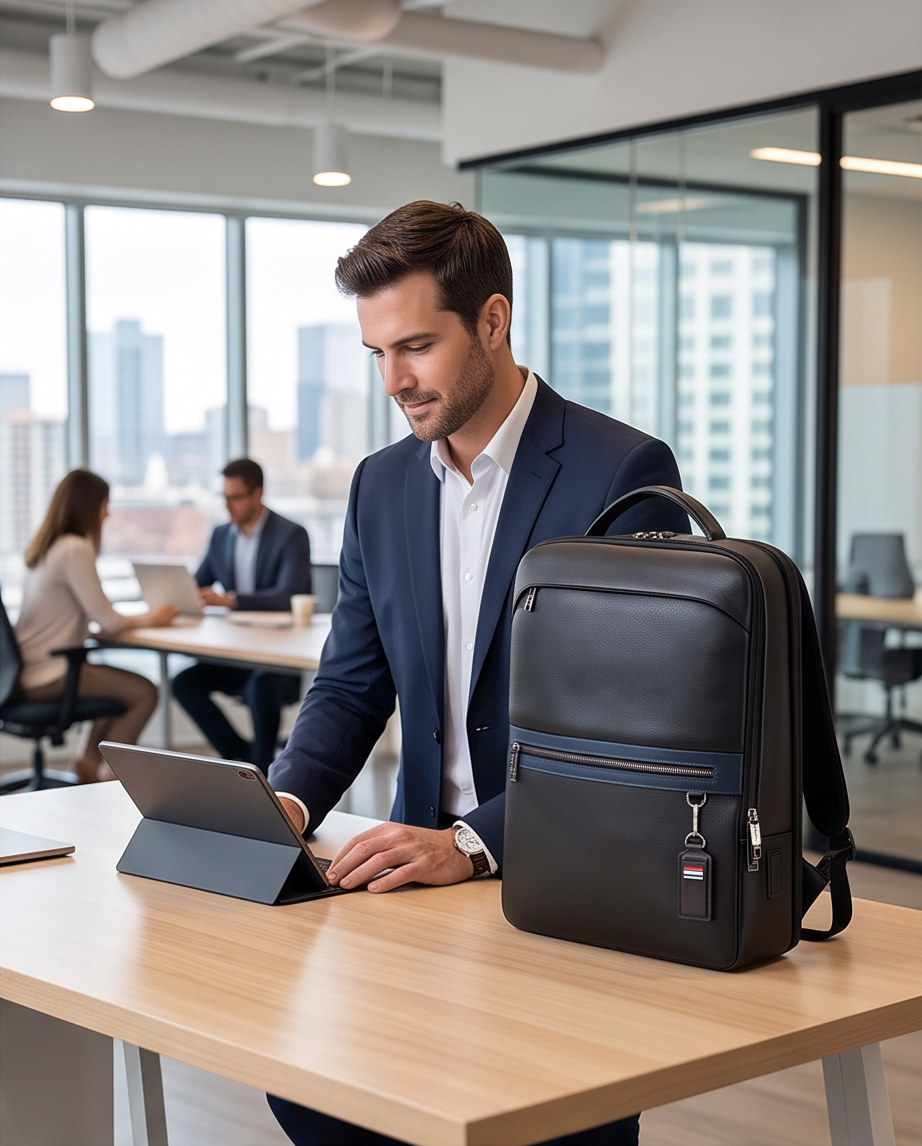 Q-FURIOUS Genuine Leather Backpack – Anti-Theft, USB Charging, TSA Lay-Flat & Credit Card Slots