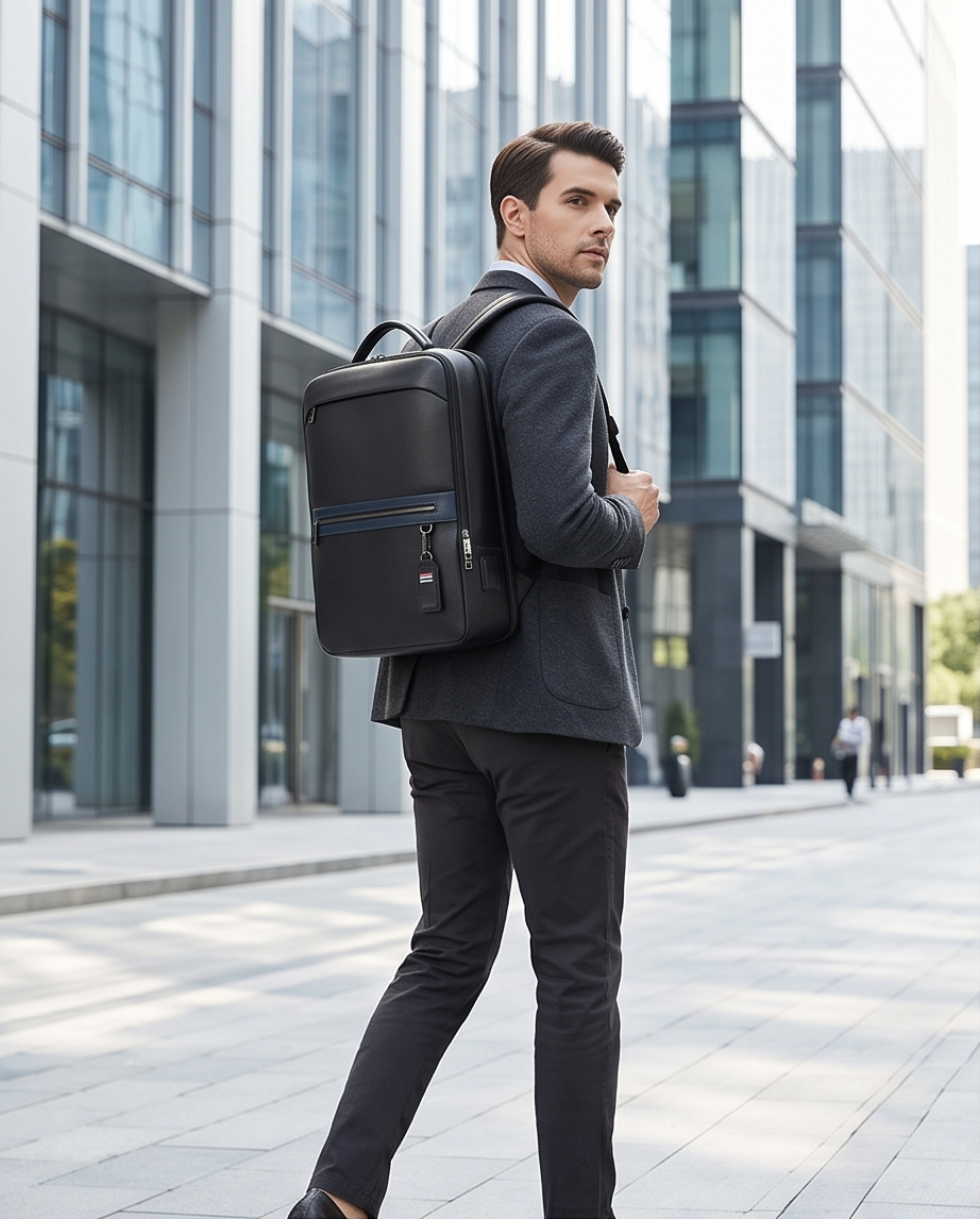 Q-FURIOUS Genuine Leather Backpack – Anti-Theft, USB Charging, TSA Lay-Flat & Credit Card Slots
