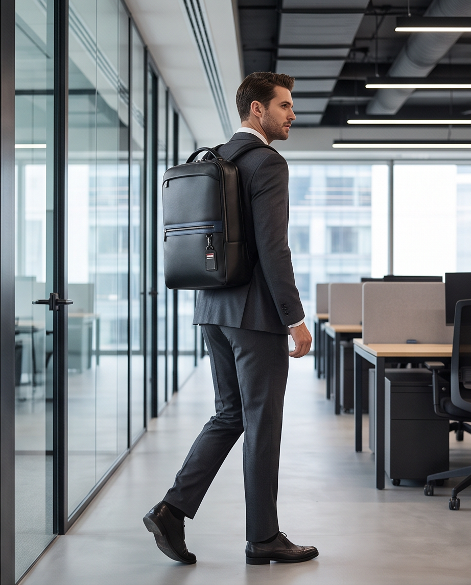 Q-FURIOUS Genuine Leather Backpack – Anti-Theft, USB Charging, TSA Lay-Flat & Credit Card Slots
