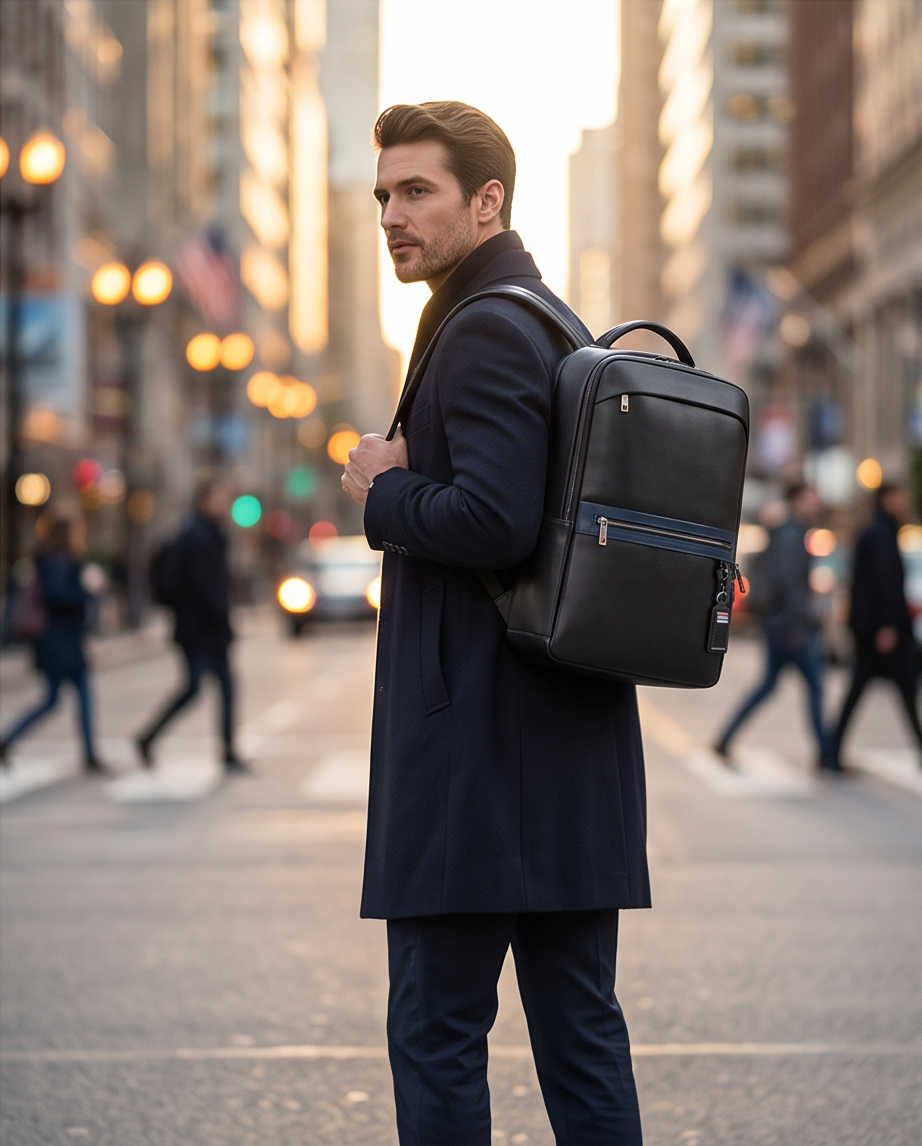Q-FURIOUS Genuine Leather Backpack – Anti-Theft, USB Charging, TSA Lay-Flat & Credit Card Slots