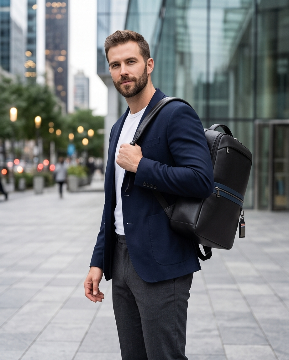 Q-FURIOUS Genuine Leather Backpack – Anti-Theft, USB Charging, TSA Lay-Flat & Credit Card Slots