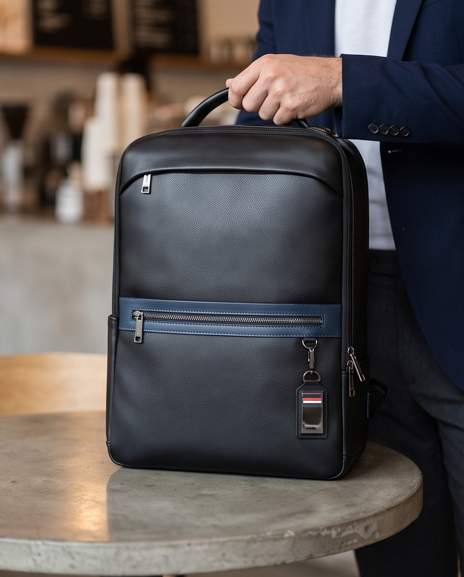 Q-FURIOUS Genuine Leather Backpack – Anti-Theft, USB Charging, TSA Lay-Flat & Credit Card Slots