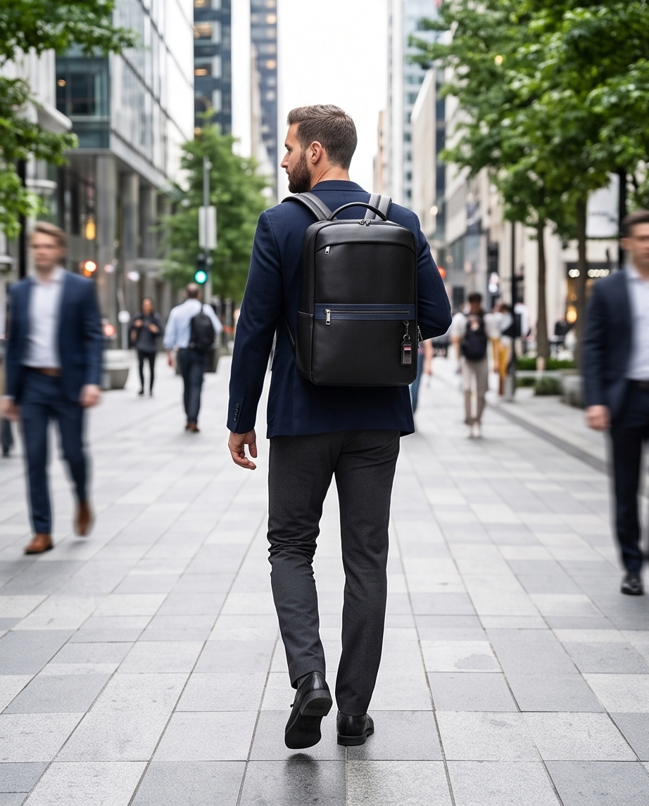 Q-FURIOUS Genuine Leather Backpack – Anti-Theft, USB Charging, TSA Lay-Flat & Credit Card Slots
