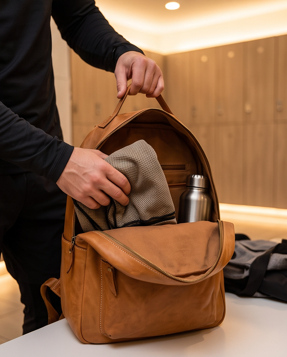 Q-ALPHA Large Vintage Calfskin Backpack – Italian Leather, Brass Hardware & Ergonomic Design
