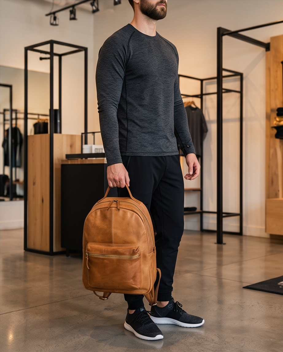 Q-ALPHA Large Vintage Calfskin Backpack – Italian Leather, Brass Hardware & Ergonomic Design