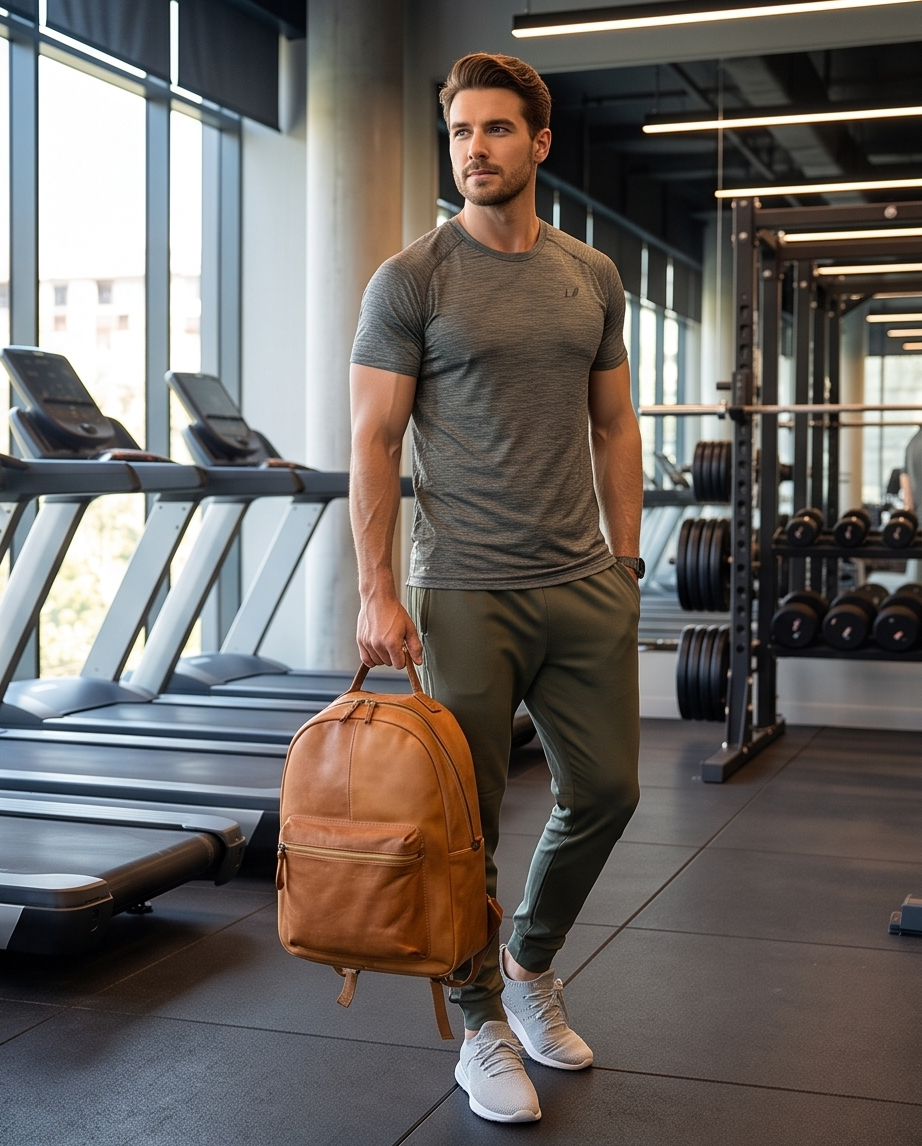 Q-ALPHA Large Vintage Calfskin Backpack – Italian Leather, Brass Hardware & Ergonomic Design