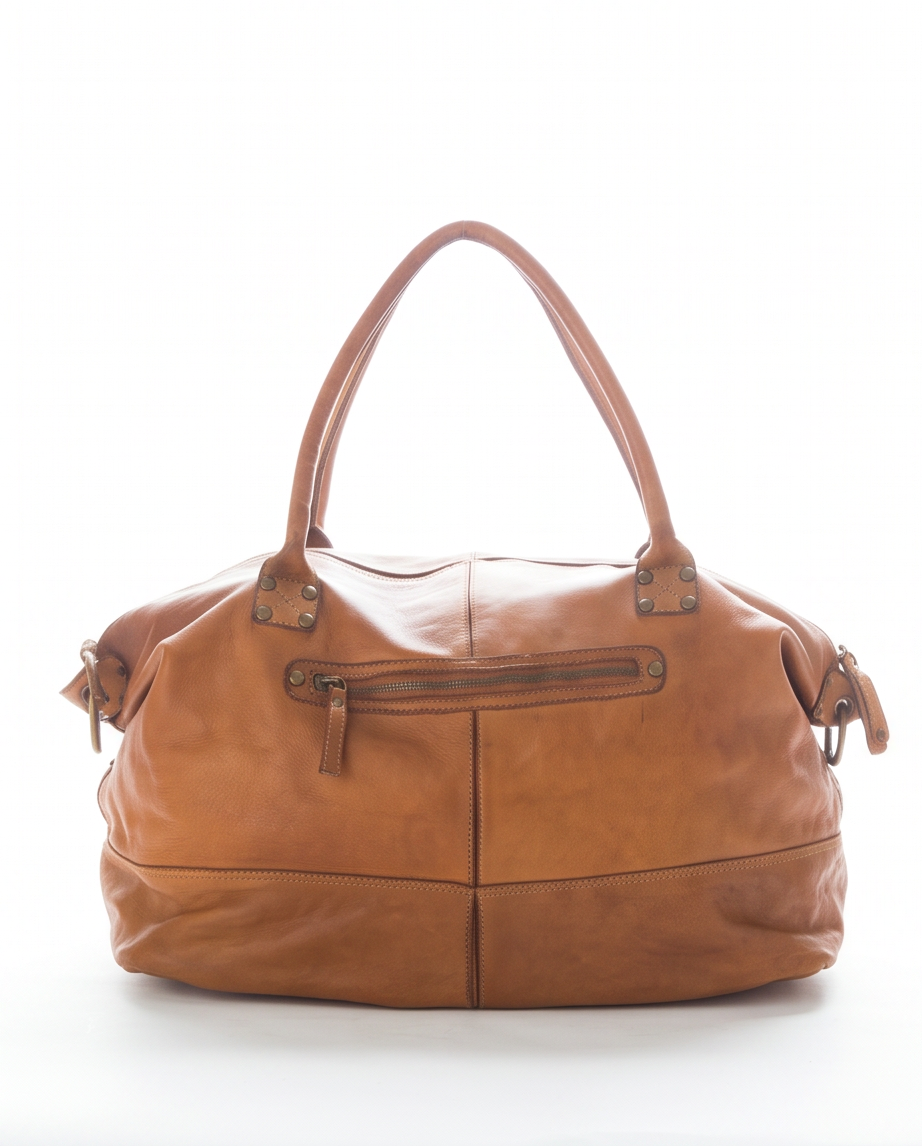 Q-ETERNA Italian Leather Duffel Bag – Full-Grain Calfskin, Foldable & Water-Resistant