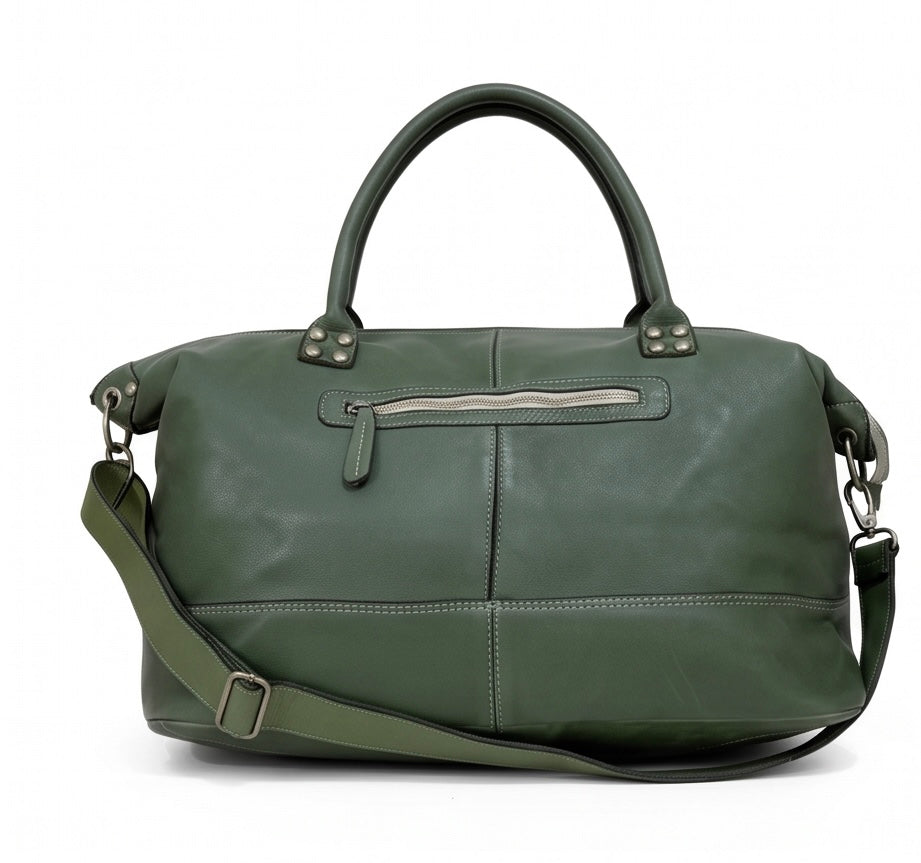 Q-ETERNA Italian Leather Duffel Bag – Full-Grain Calfskin, Foldable & Water-Resistant