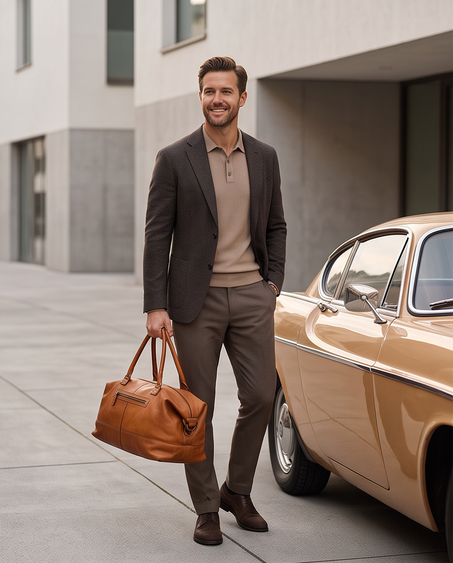 Q-ETERNA Italian Leather Duffel Bag – Full-Grain Calfskin, Foldable & Water-Resistant