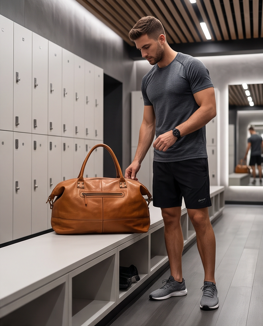 Q-ETERNA Italian Leather Duffel Bag – Full-Grain Calfskin, Foldable & Water-Resistant