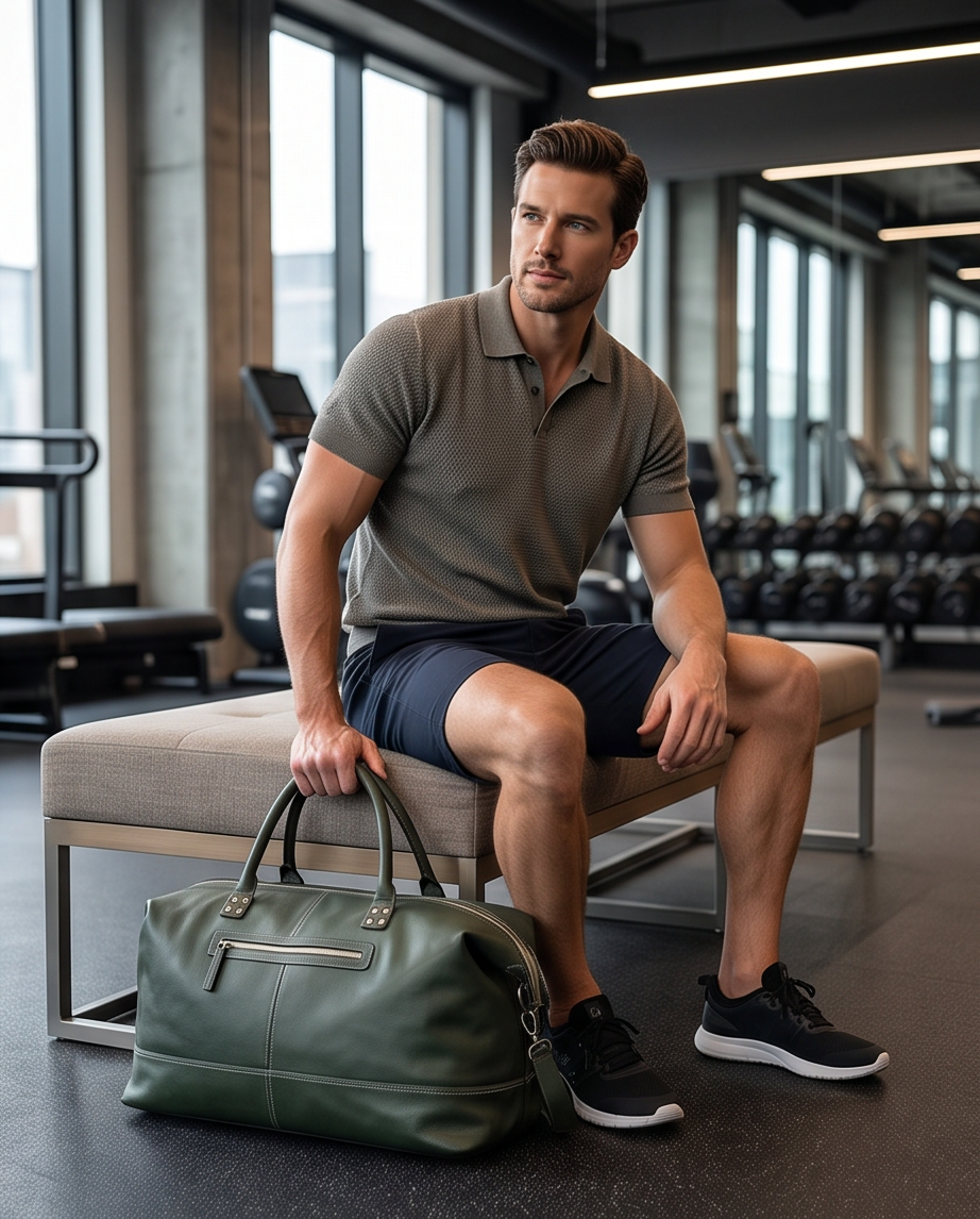 Q-ETERNA Italian Leather Duffel Bag – Full-Grain Calfskin, Foldable & Water-Resistant