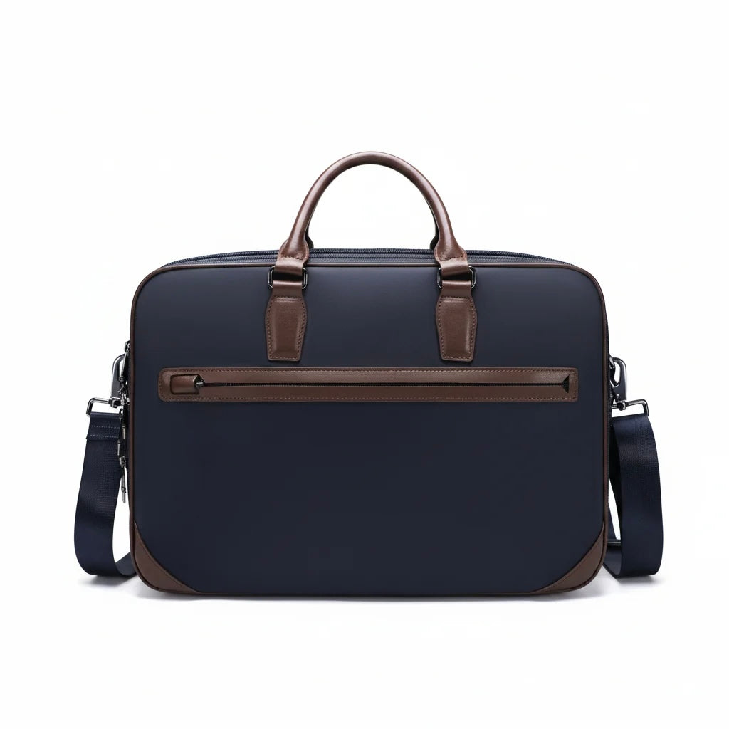 Q-BRIEF Premium 1680D Nylon & Leather Laptop Messenger Briefcase – Waterproof & Large Capacity