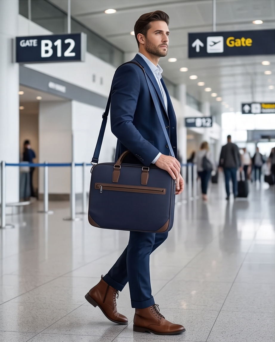 Q-BRIEF Premium 1680D Nylon & Leather Laptop Messenger Briefcase – Waterproof & Large Capacity