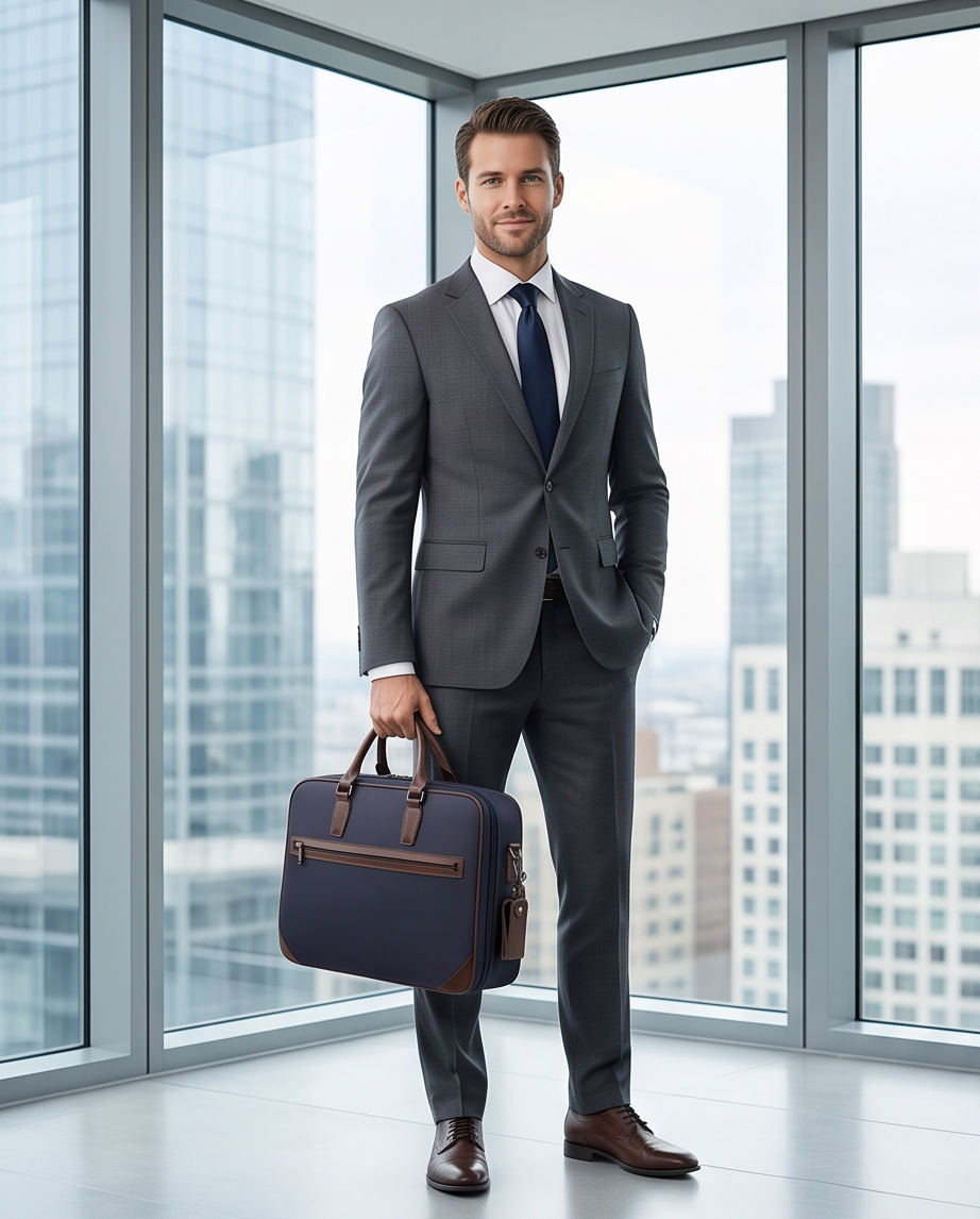 Q-BRIEF Premium 1680D Nylon & Leather Laptop Messenger Briefcase – Waterproof & Large Capacity