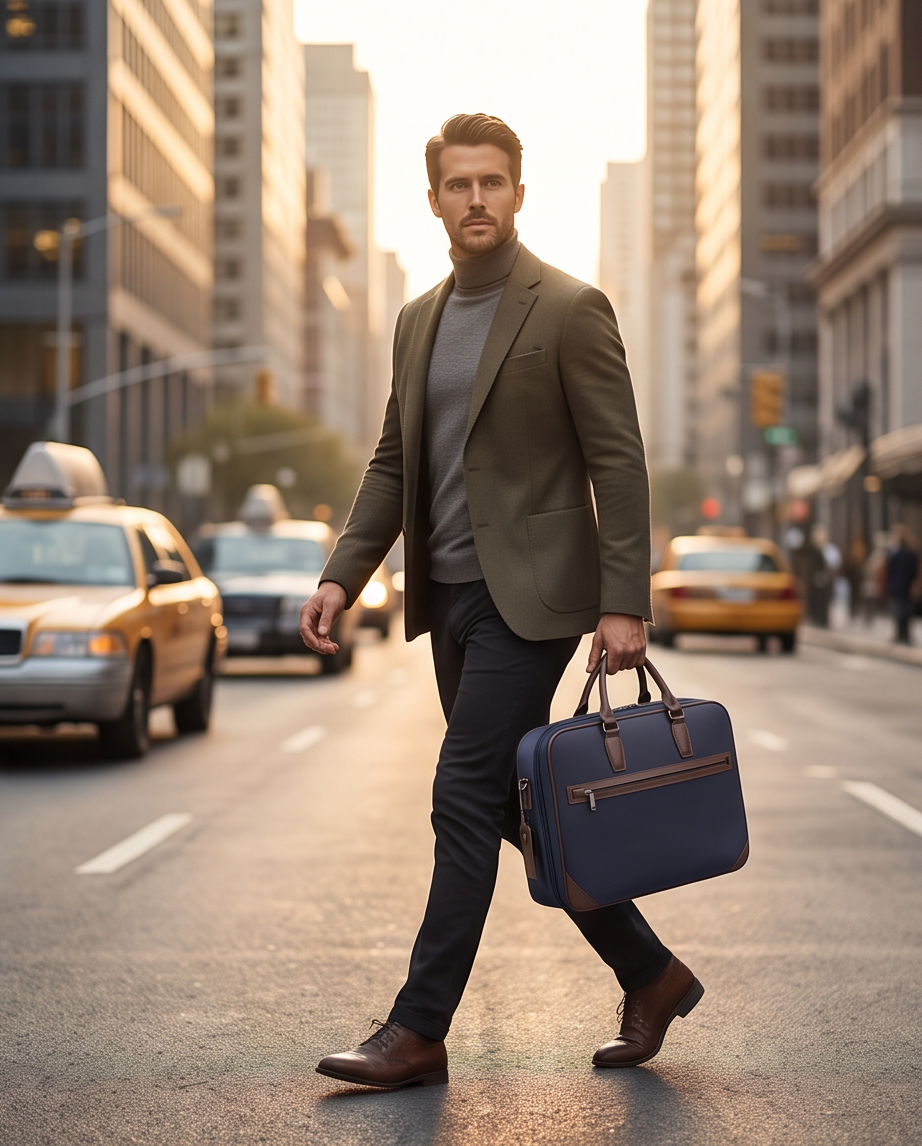Q-BRIEF Premium 1680D Nylon & Leather Laptop Messenger Briefcase – Waterproof & Large Capacity