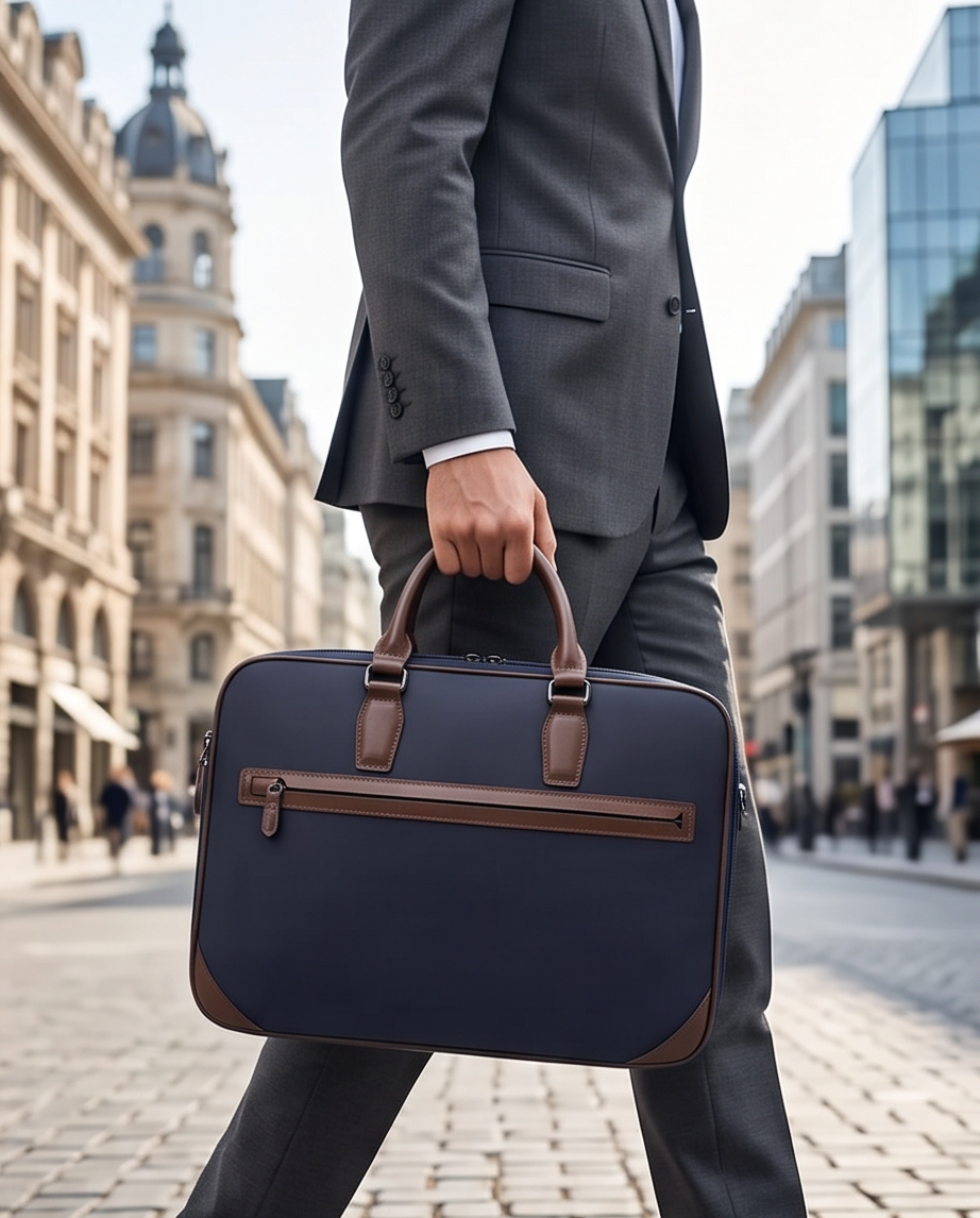 Q-BRIEF Premium 1680D Nylon & Leather Laptop Messenger Briefcase – Waterproof & Large Capacity