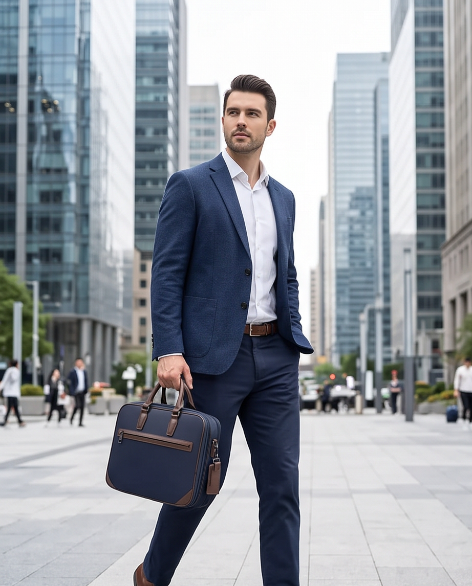 Q-BRIEF Premium 1680D Nylon & Leather Laptop Messenger Briefcase – Waterproof & Large Capacity
