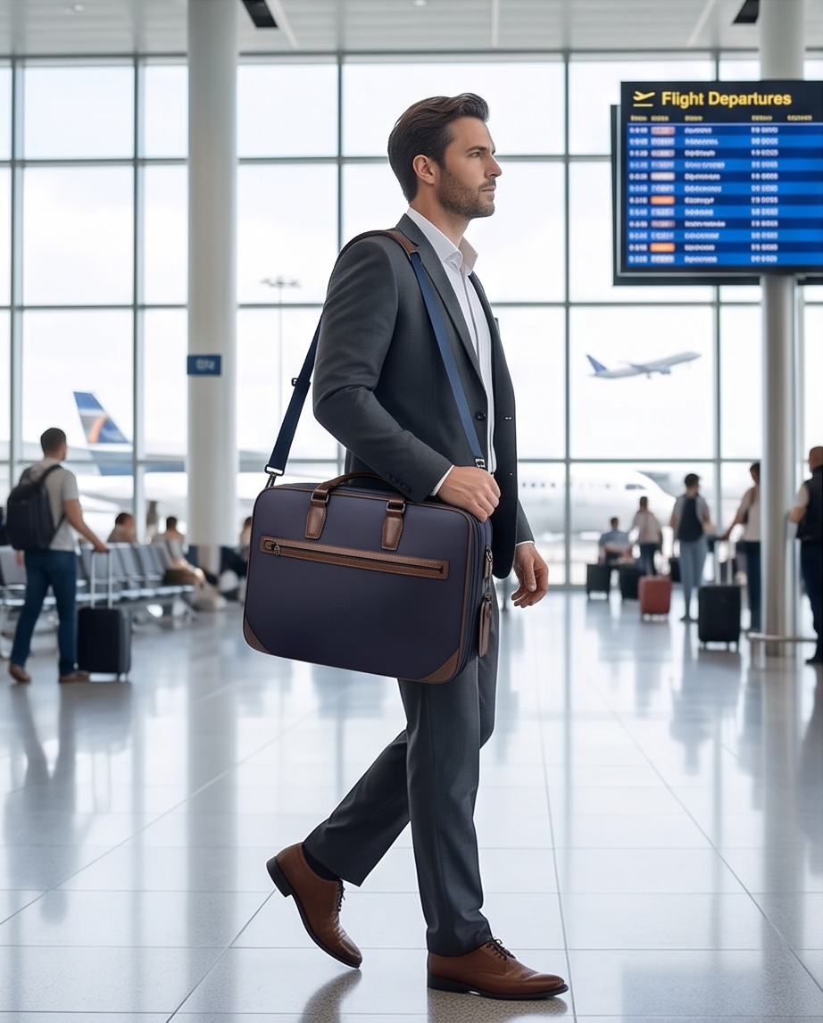 Q-BRIEF Premium 1680D Nylon & Leather Laptop Messenger Briefcase – Waterproof & Large Capacity