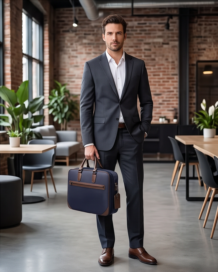Q-BRIEF Premium 1680D Nylon & Leather Laptop Messenger Briefcase – Waterproof & Large Capacity