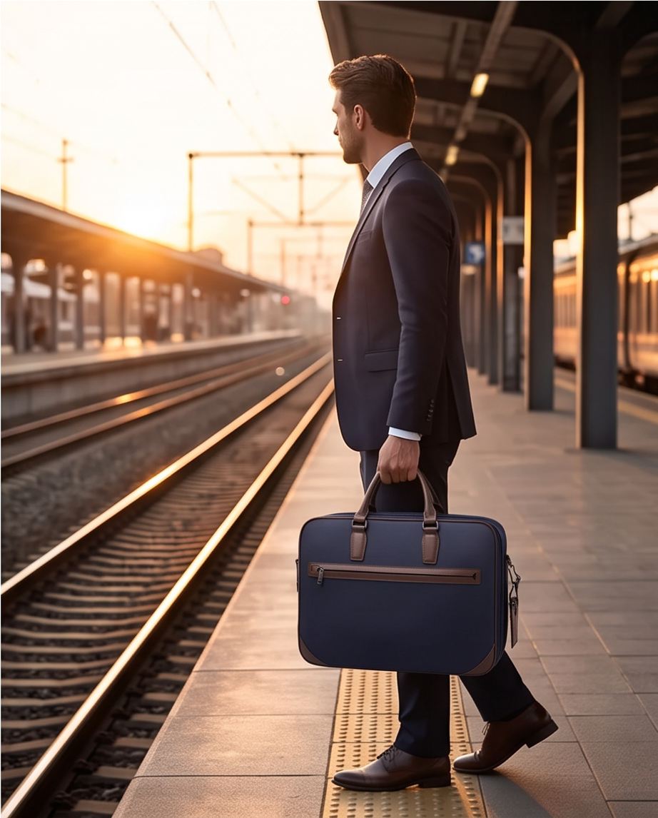 Q-BRIEF Premium 1680D Nylon & Leather Laptop Messenger Briefcase – Waterproof & Large Capacity